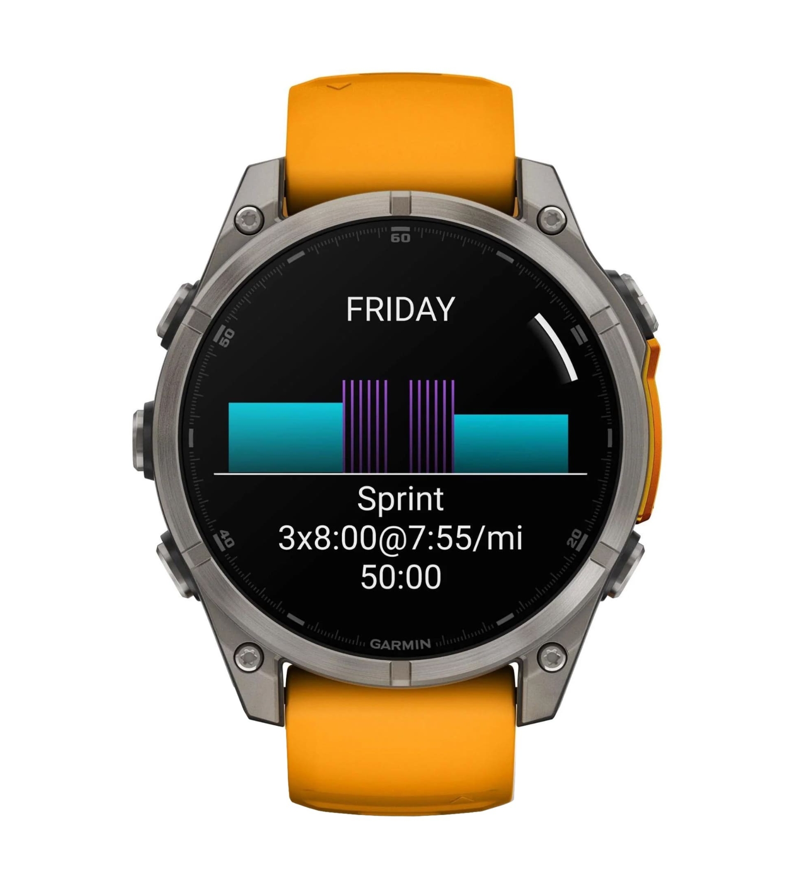 Умные часы Garmin Fenix 8, 47 мм, AMOLED, Sapphire Titanium with spark Orange/Graphite silicone band