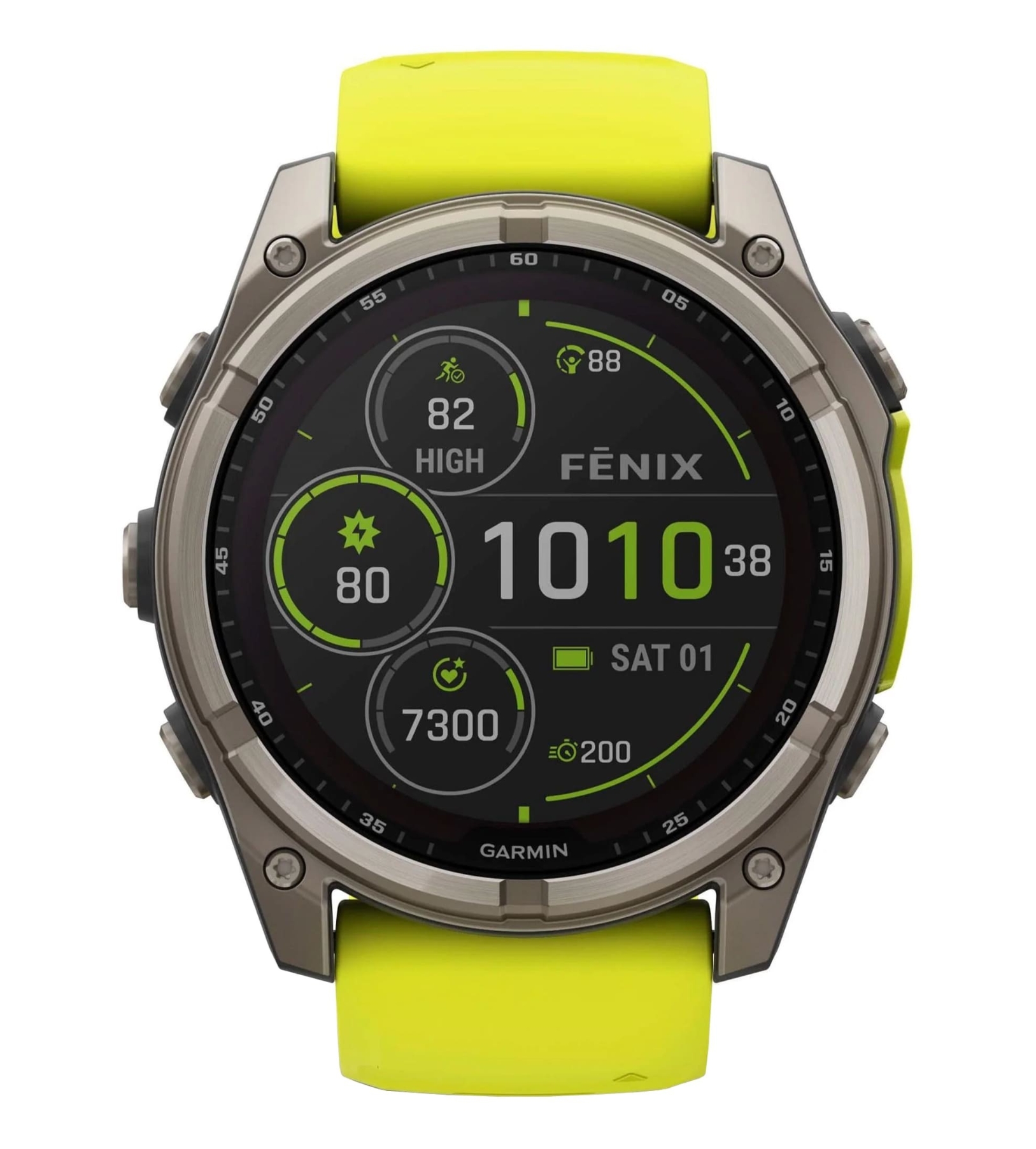 Умные часы Garmin Fenix 8, 51 мм, Solar, Sapphire Titanium with AMP Yellow/Graphite silicone band